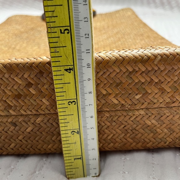 Gail DeLoach Asiaphile Woven Gator Brown Rattan Handbag Purse Clutch Vintage - Picture 7 of 13